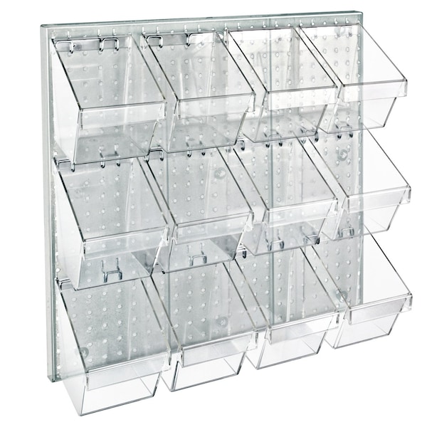 12 Small Bucket Peg Wall Accessory Organizer Set 24''W x 24''H Pegboard Panel